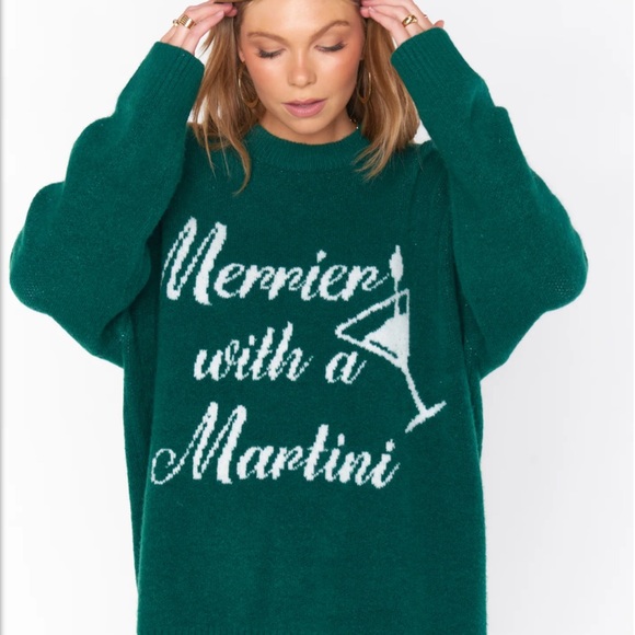 Classic Crewneck Sweater - “Merrier with a Martini” Show Me Your MuMu. Worn once - Picture 3 of 4